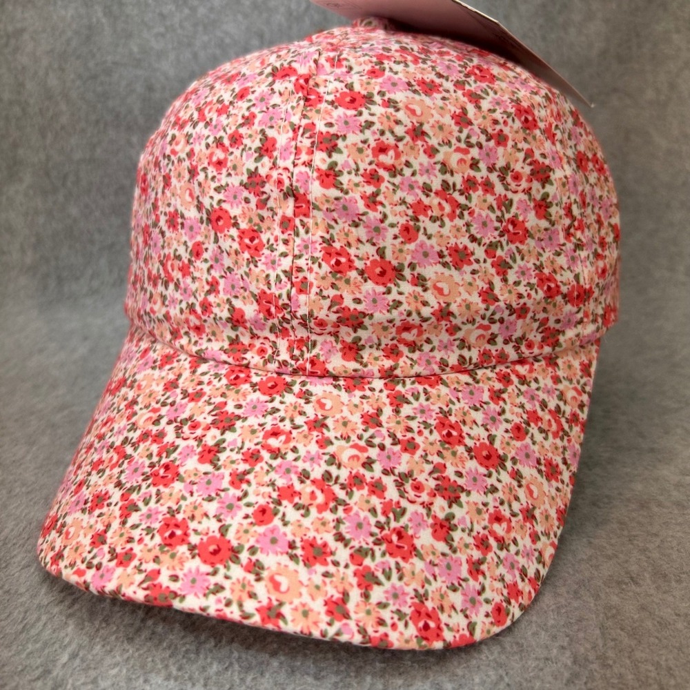 Floral Print Womens Pink I Am Baseball Cap Adjustable Hook and Loop OSFM